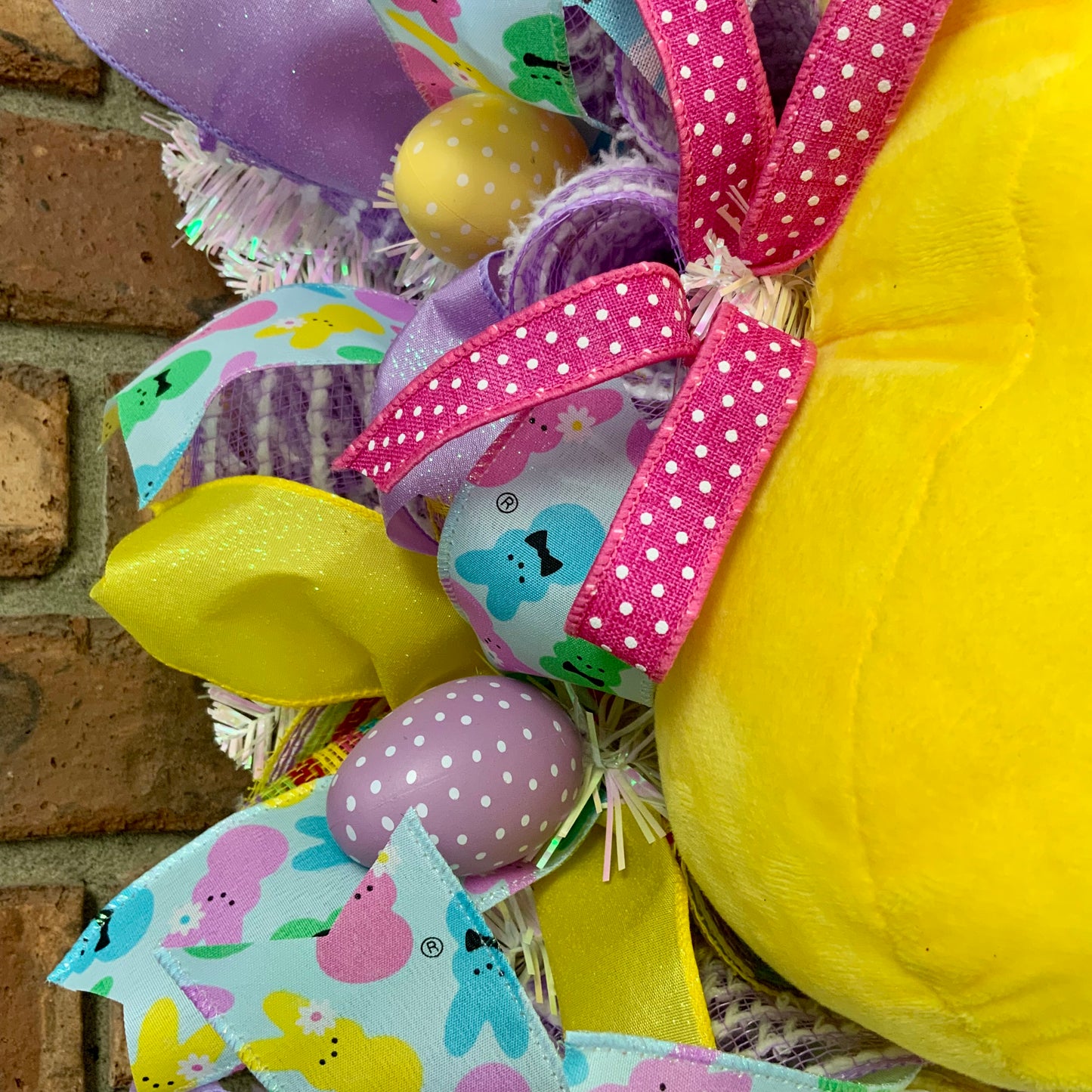 Easter Peeps Swag - Bunny Cookie Door Hanger | Pink Yellow Blue Plush Peeps Spring Decor 2026