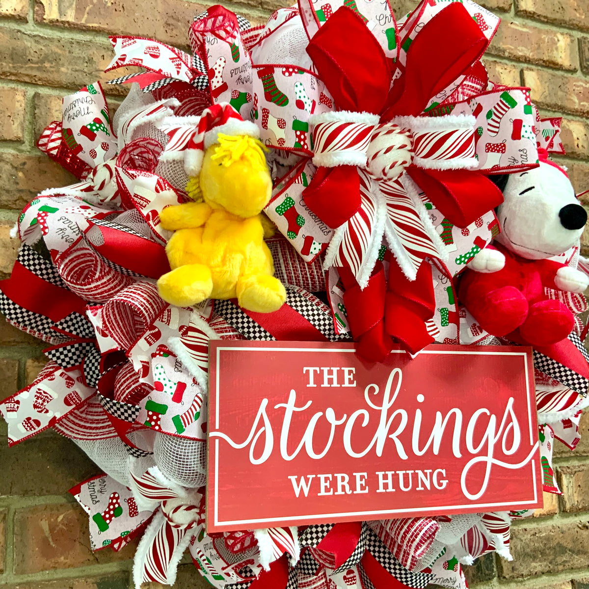 Snoopy Christmas Wreath - The Stockings Were Hung | Snoopy & Woodstock Holiday Door Hanger 2026