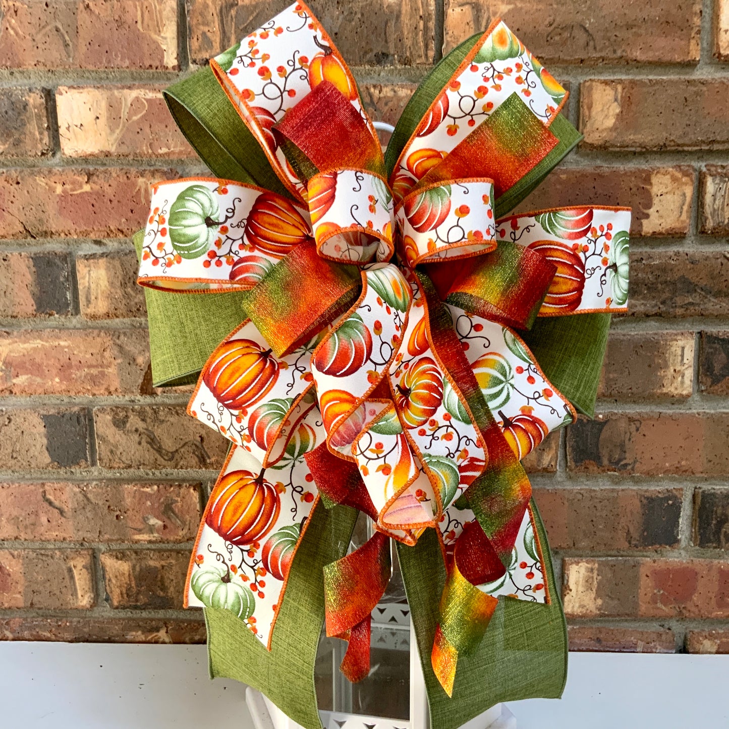 Fall Bow,  Pumpkin Bow, Fall Bow For Lantern, Fall Decor, Fall Bow For Wreaths, Sconce Bow