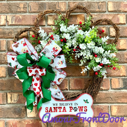 We Believe In Santa Paws Wreath, Christmas Dog Wreath, Holiday Dog Wreath, Christmas Dog Decor, Holiday Dog Decor, Dog Wreath
