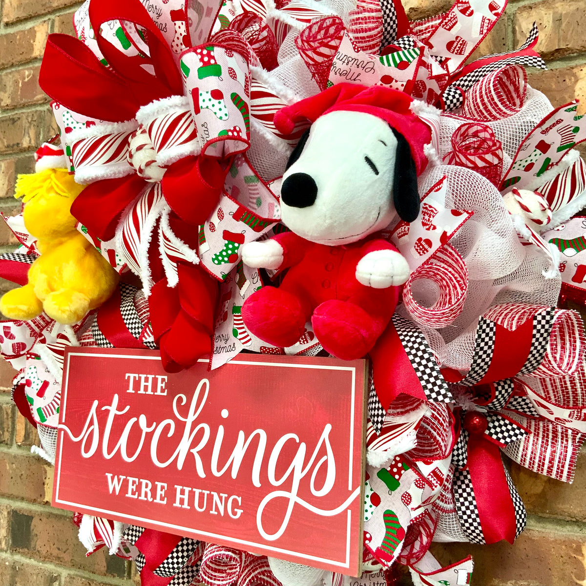 Snoopy Christmas Wreath - The Stockings Were Hung | Snoopy & Woodstock Holiday Door Hanger 2026