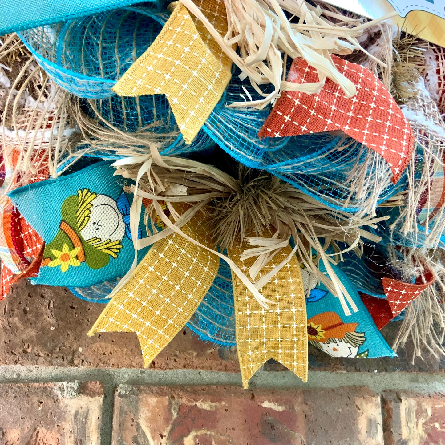 Fall Scarecrow Wreath, Happy Fall Scarecrow, Fall Sunflower Wreath, Fall Straw Wreath, Large Scarecrow Wreath, Fall Country Decor