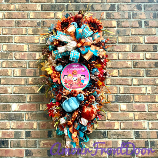 Fall Swag, Snoopy and Friends Decor, Thanksgiving Wreath, Fall Door Hanger, Snoopy Thanksgiving Wreath, Custom Order