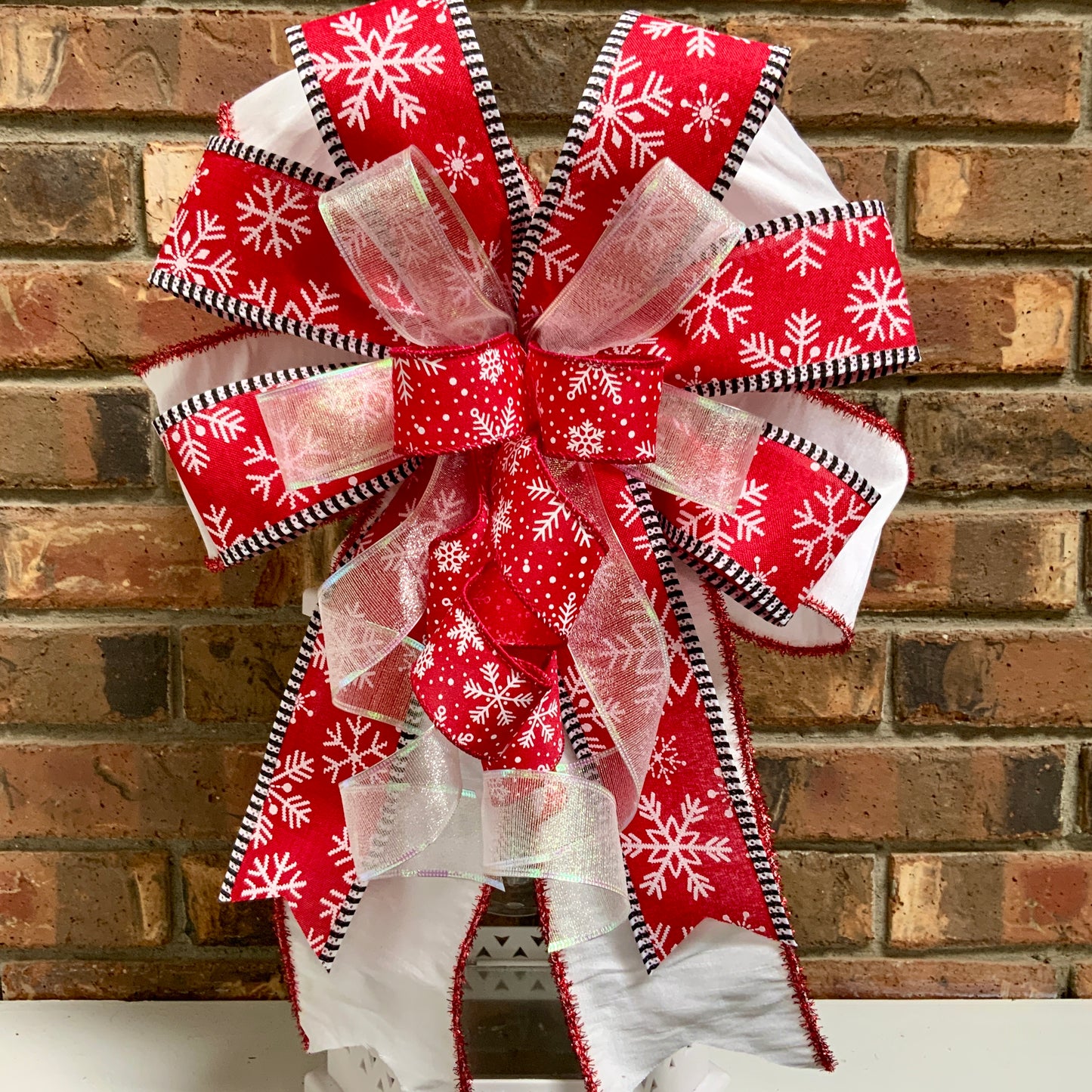 Blue and White Lantern Bow, Blue Winter Christmas Decor, Winter Holiday Bow, Snowflake Bow, Winter Lantern Bow, Winter Mailbox Bow, Winter Not Christmas Decor