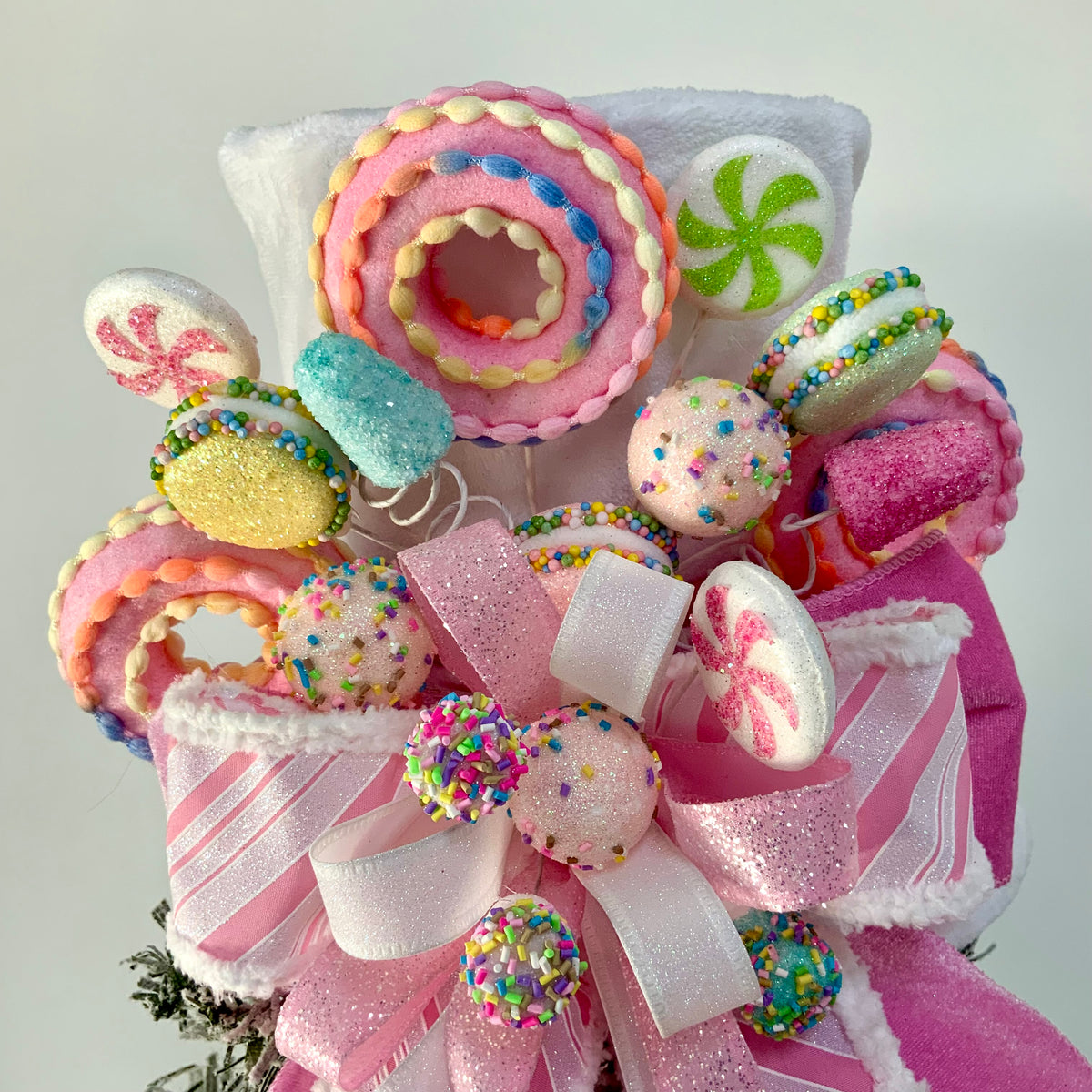 Candy Christmas Tree Topper Hat - Pastel Candy Land Tree Topper | Pink Sweet Treats Holiday Decor 2026