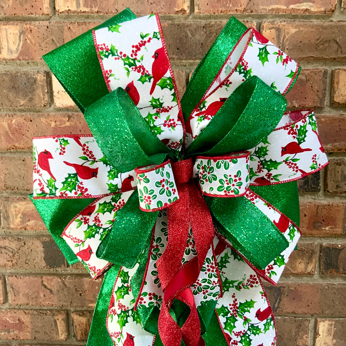 Red Cardinal Christmas Bow for Lanterns, Wreaths & Mailboxes | Winter Holiday Sconce Bow 2026