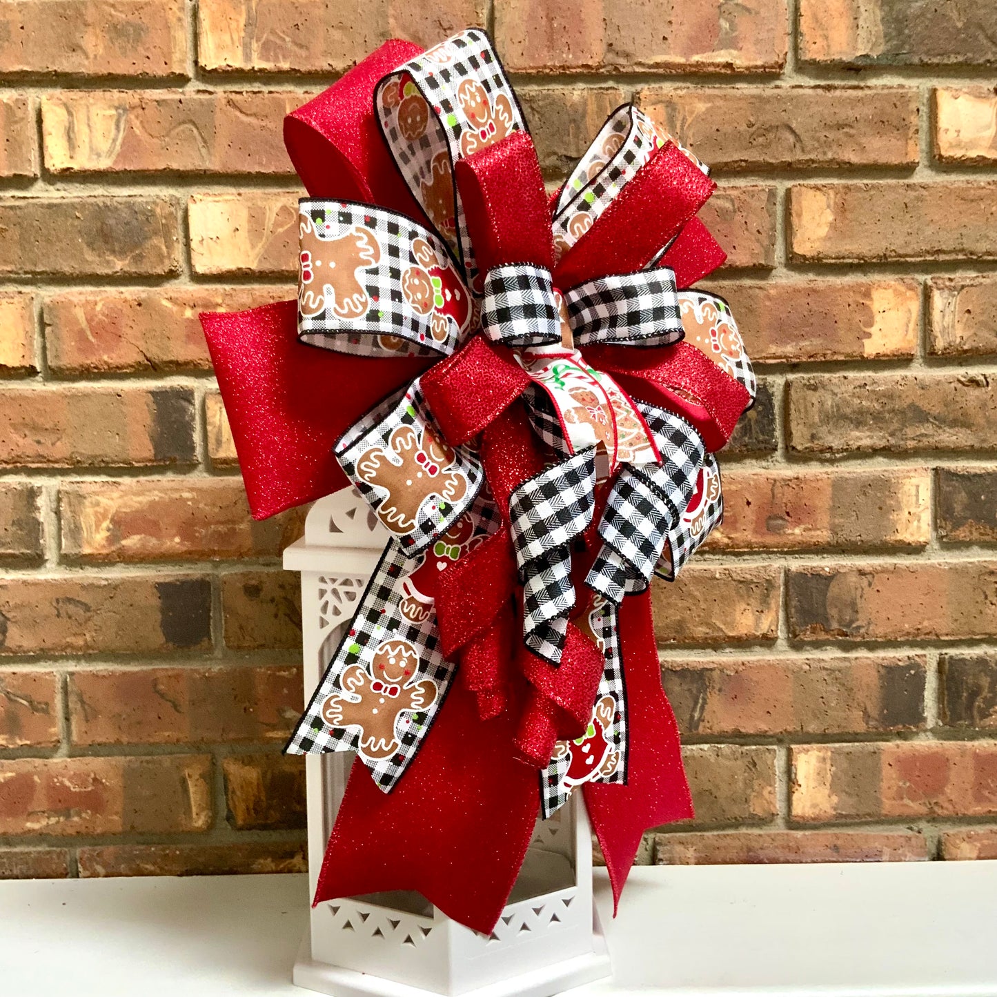 Christmas Bow for Lanterns, Gingerbread Bow, Christmas Mailbox Decor, Gingerbread Decor, Christmas Sconce Bow, Christmas Bow For Wreaths, 2024