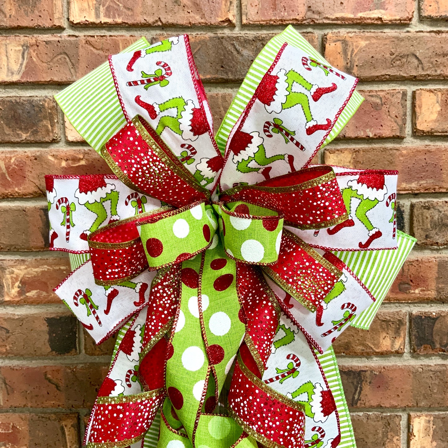 Christmas Bow for Lanterns, Grinch Bow, Christmas Mailbox Decor, Grinch Decor, Christmas Sconce Bow, Christmas Bow For Wreaths