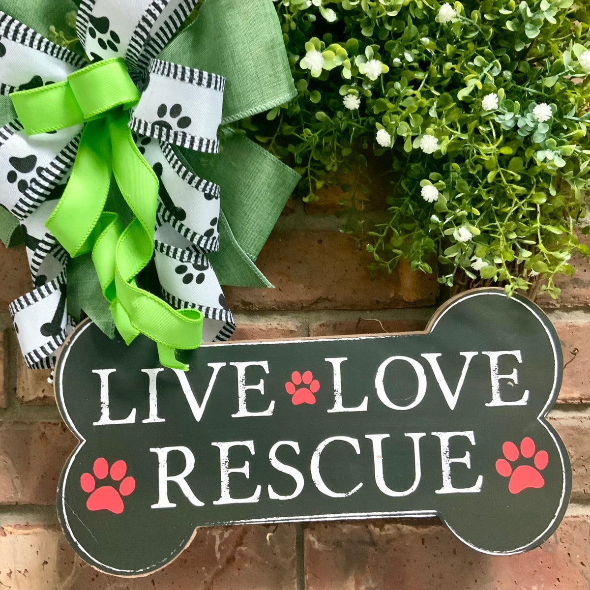 Dog Wreath, Live Love Rescue Wreath, Grapevine Paw Print Wreath, Dog Paw Print Wreath, Rescue Wreath, Custom Order