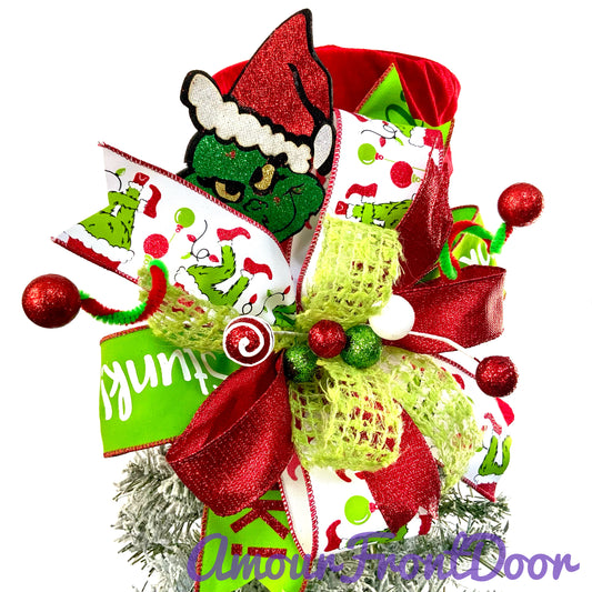 Christmas Tree Topper Bow, Grinch Tree Topper Bow, Christmas Hat Decor, Grinch Decor, Christmas Grinch Bow, Christmas Large Bow For Wreaths, 2025