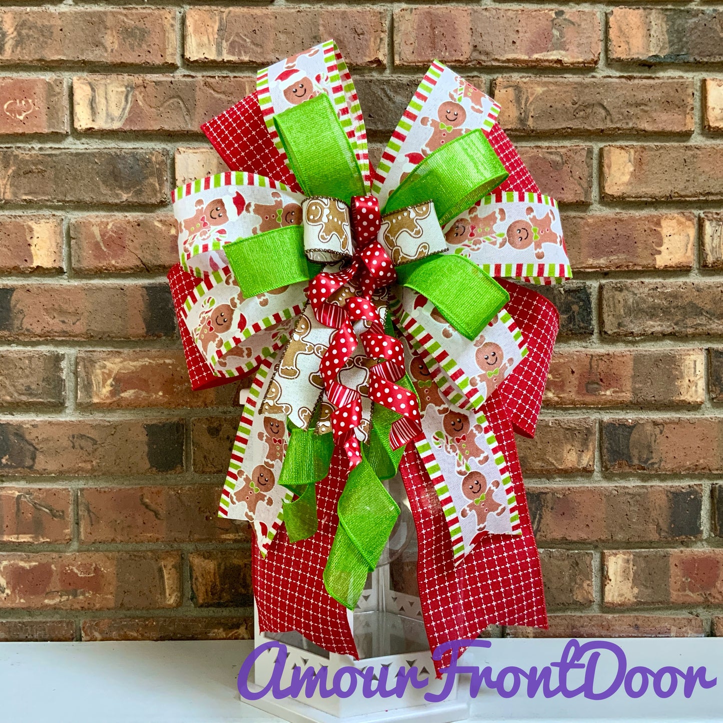 Christmas Bow for Lanterns, Gingerbread Bow, Christmas Mailbox Decor, Gingerbread Decor, Christmas Sconce Bow, Christmas Bow For Wreaths, 2024