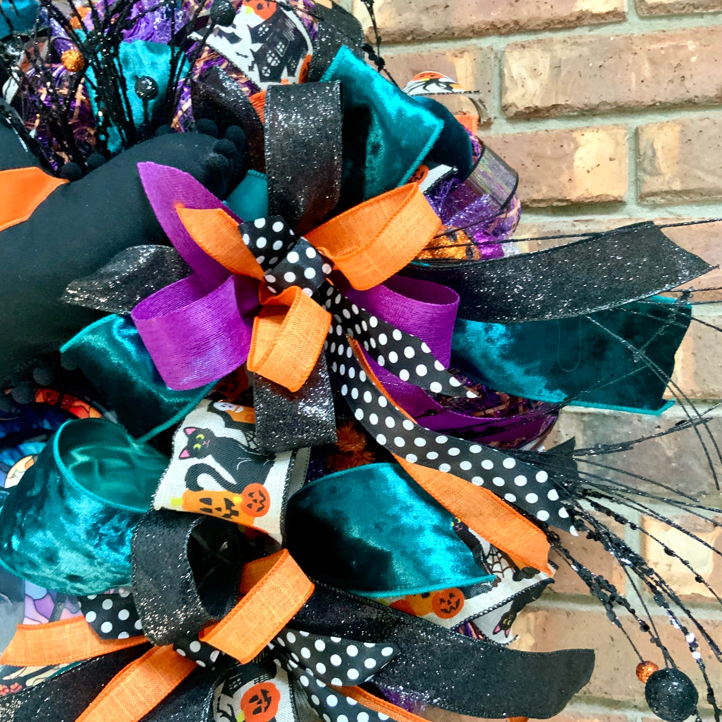 Witch Cat Wreath, Halloween Cat Door Hanger, Halloween Cat Wreath, Witch Cat Decor, Cat Wreath For Halloween