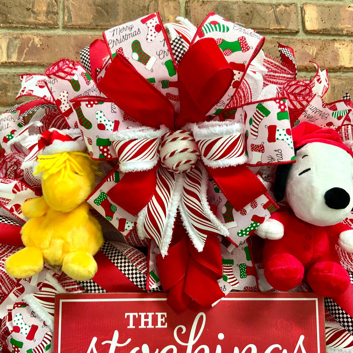 Snoopy Christmas Wreath - The Stockings Were Hung | Snoopy & Woodstock Holiday Door Hanger 2026