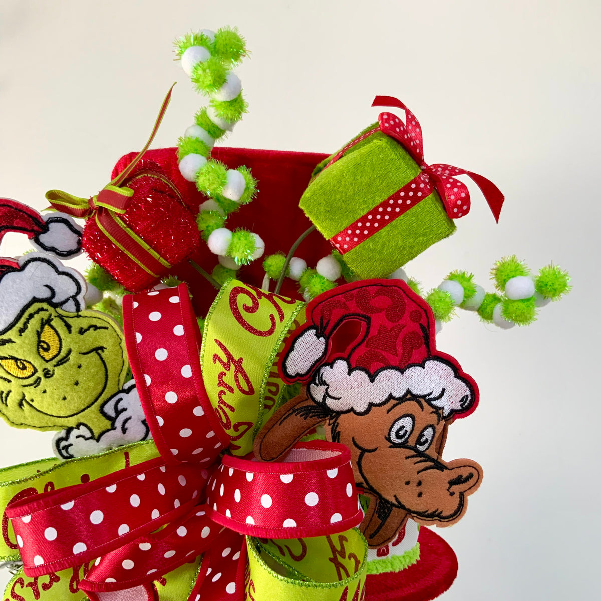 Grinch Christmas Tree Topper Hat - Merry Christmas Tree Topper | Red Green Grinch Decor 2026
