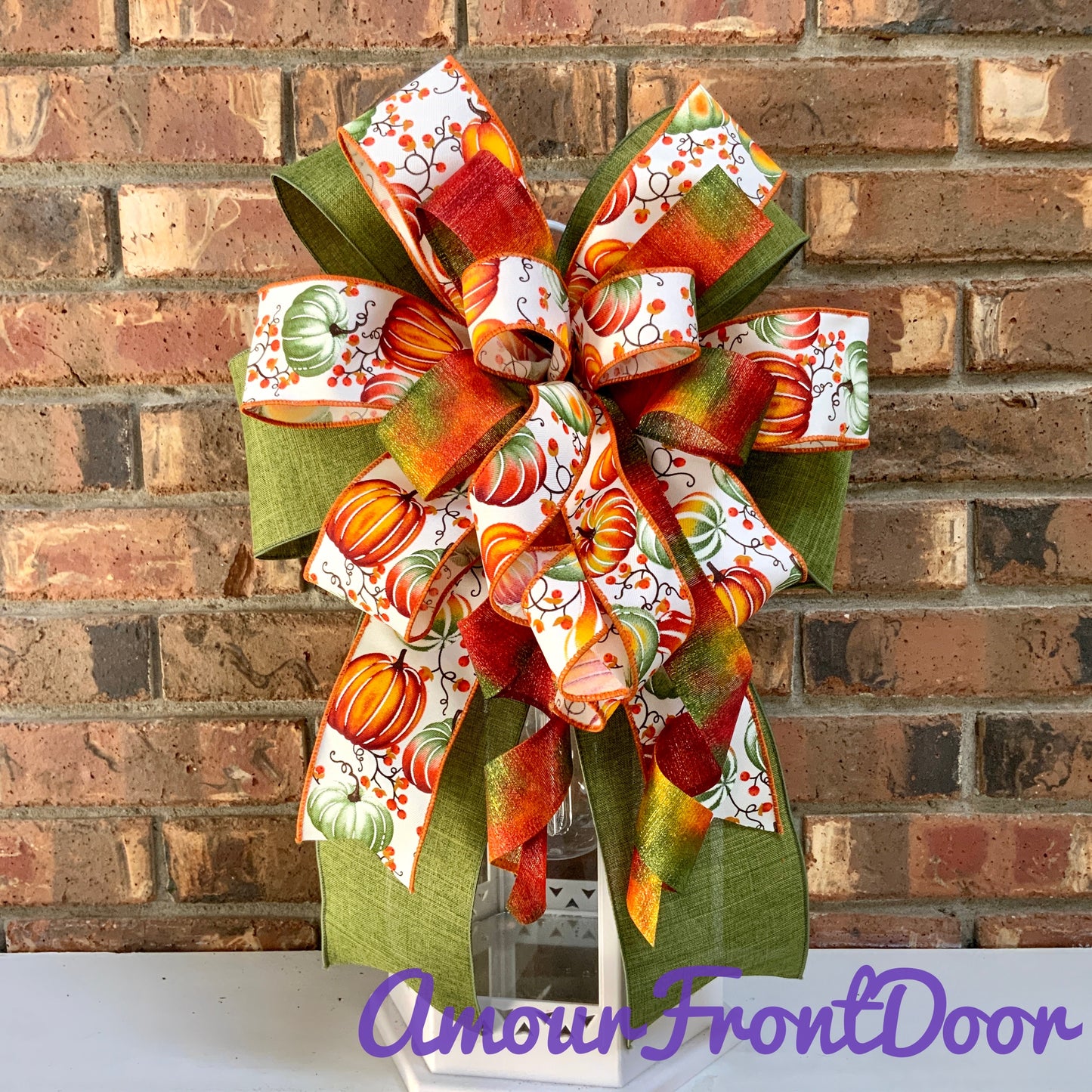 Fall Bow,  Pumpkin Bow, Fall Bow For Lantern, Fall Decor, Fall Bow For Wreaths, Sconce Bow