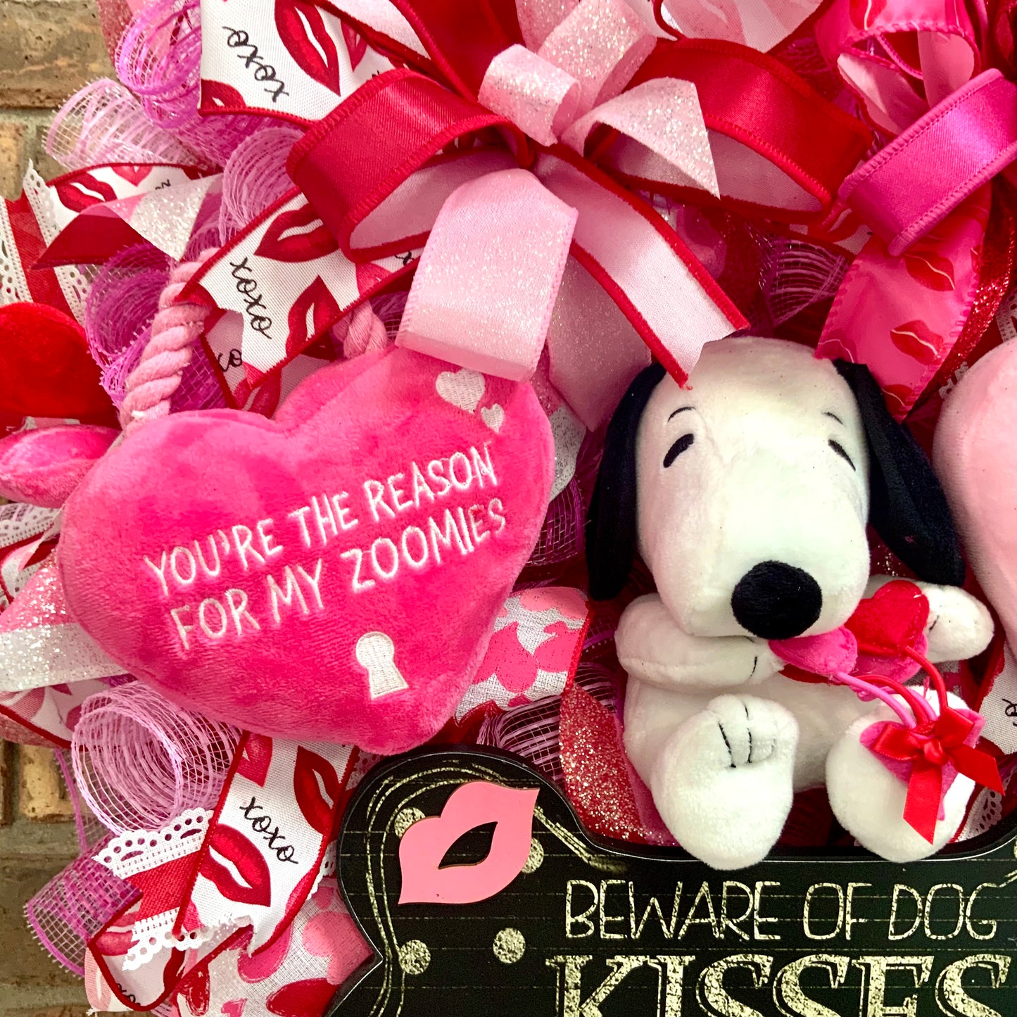 Snoopy Valentine's Wreath - You Make My Butt Wiggle Door Hanger | Dog Kisses & Zoomies Peanuts Decor 2026