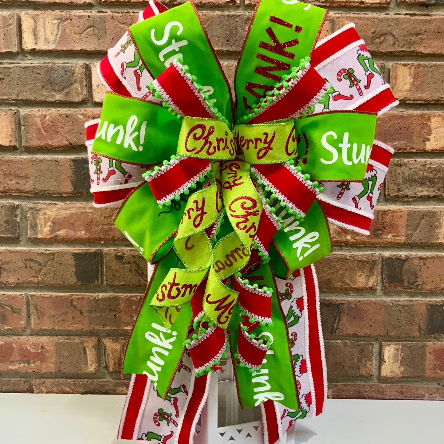 Christmas Bow for Lanterns, Grinch Bow, Christmas Mailbox Decor, Grinch Decor, Christmas Sconce Bow, Christmas Bow For Wreaths, 2025