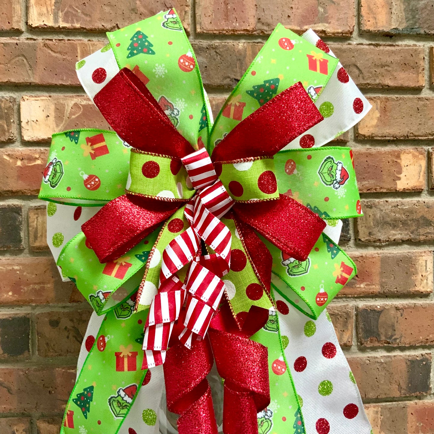 Christmas Bow for Lanterns, Grinch Bow, Christmas Mailbox Decor, Grinch Decor, Christmas Sconce Bow, Christmas Bow For Wreaths, 2024