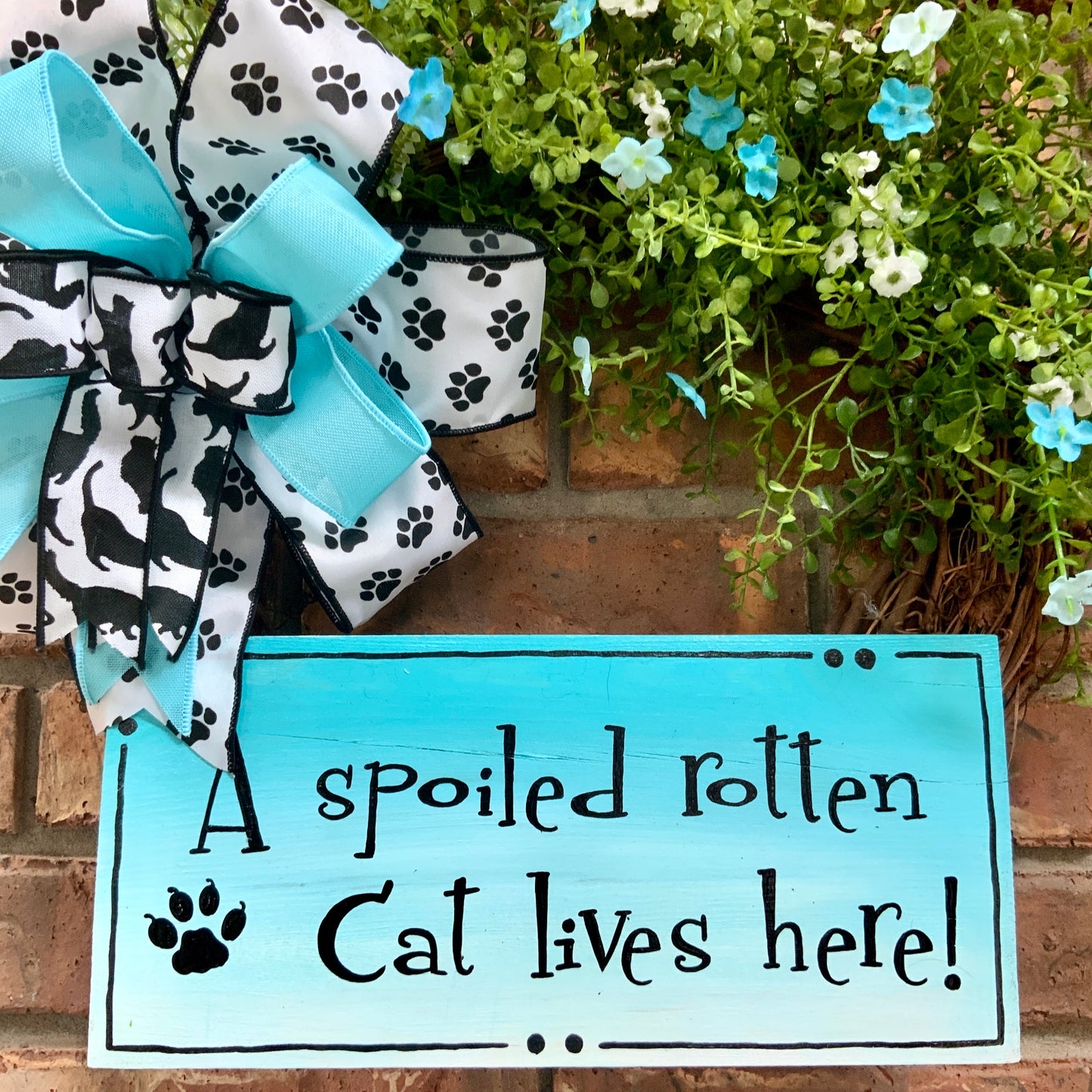 Cat Wreath, Cat Door Wreath, Cat Paw Print Wreath, Cat Grapevine Wreath, Cat Wreath For Front Door, Cat Door Hanger