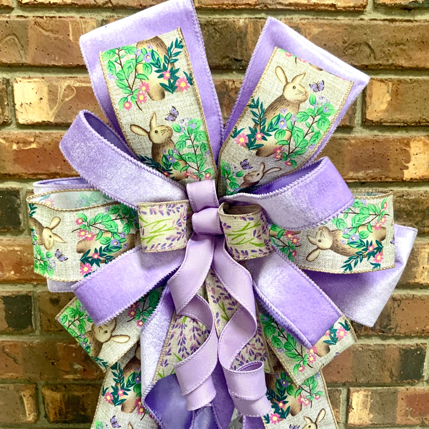 Easter Bow - Pastel Spring Bunny & Egg Lantern Bow | Baby Blue Yellow Purple Wreath Mailbox Sconce Decor 2026