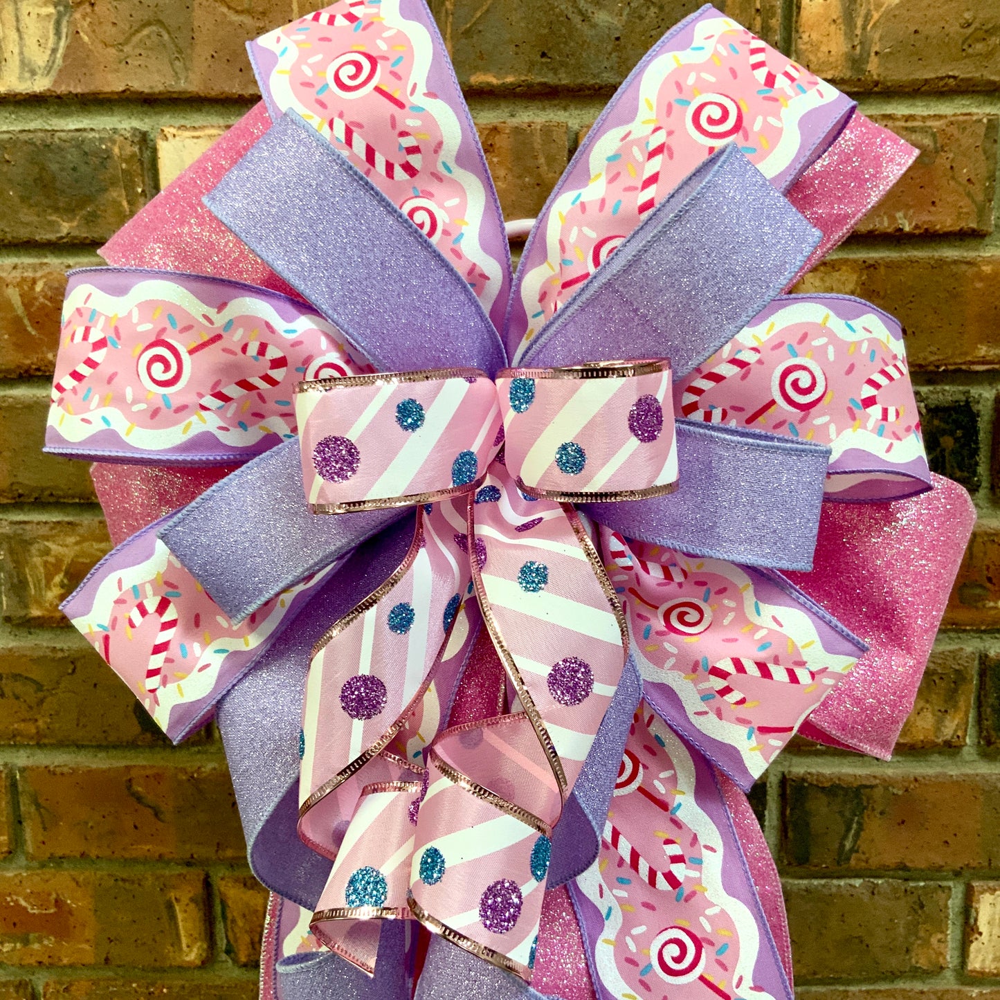 Christmas Candy Lantern Bow, Christmas Peppermint Bow For Wreaths, Christmas Mailbox Decor, Pastel Christmas Bow, Candy Christmas Decor, 2023