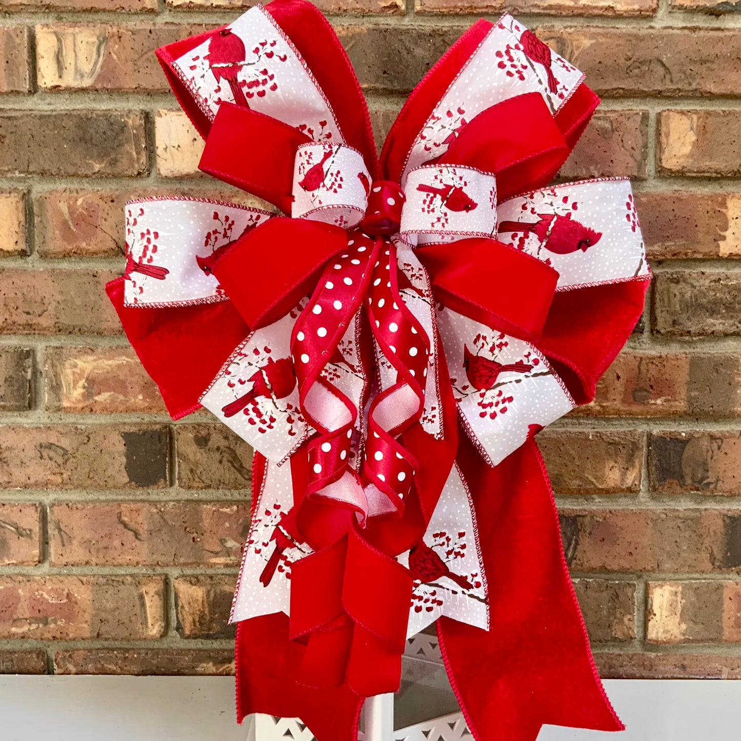 Red Cardinal Bow, Red Cardinal Christmas Decor, Christmas Bow, Winter Bow, Holiday Bow, Christmas Mailbox Bow, Christmas Lantern Bow, 2025