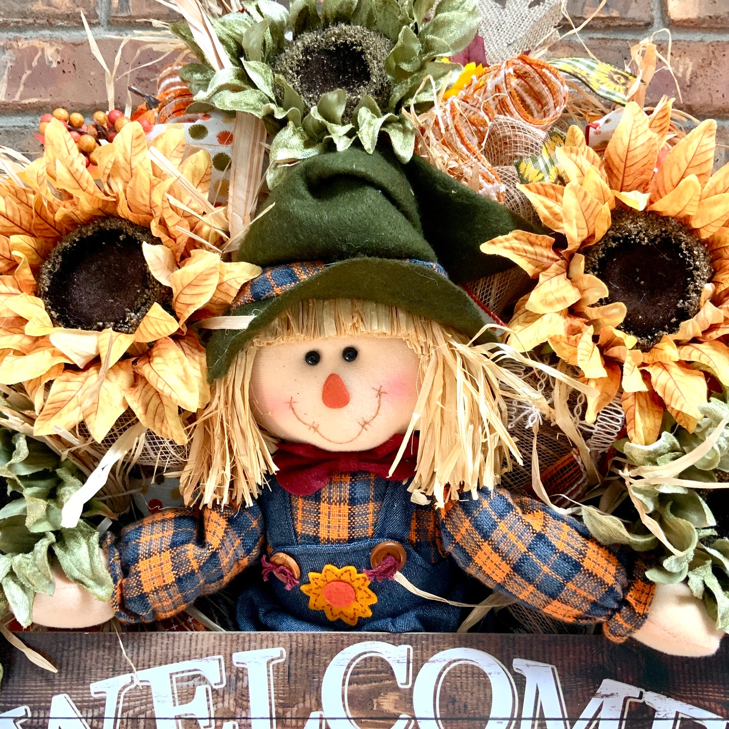 Fall Scarecrow Wreath, Fall Welcome Wreath, Fall Scarecrow Decor, Fall Wreath For Front Door, Fall Sunflower Door Hanger, Fall Farmhouse Wreath