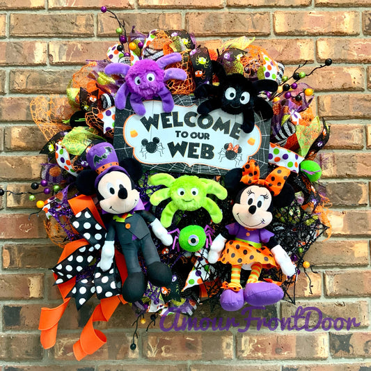 Mickey and Minnie Wreath, Mickey Mouse Wreath, Minnie Mouse Door Hanger, Mickey Mouse Halloween Wreath, Mickey and Minnie Halloween Decor, 2025