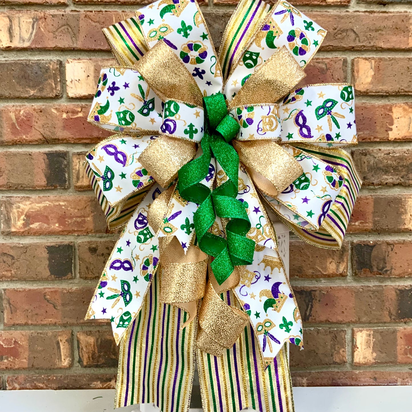 Mardi Gras Bow, Mardi Gras Decor, Mardi Gras Lantern Bow, Mardi Gras Mailbox Bow, Mardi Gras Wreath Bow, Mardi Gras Sconce Bow, 2025