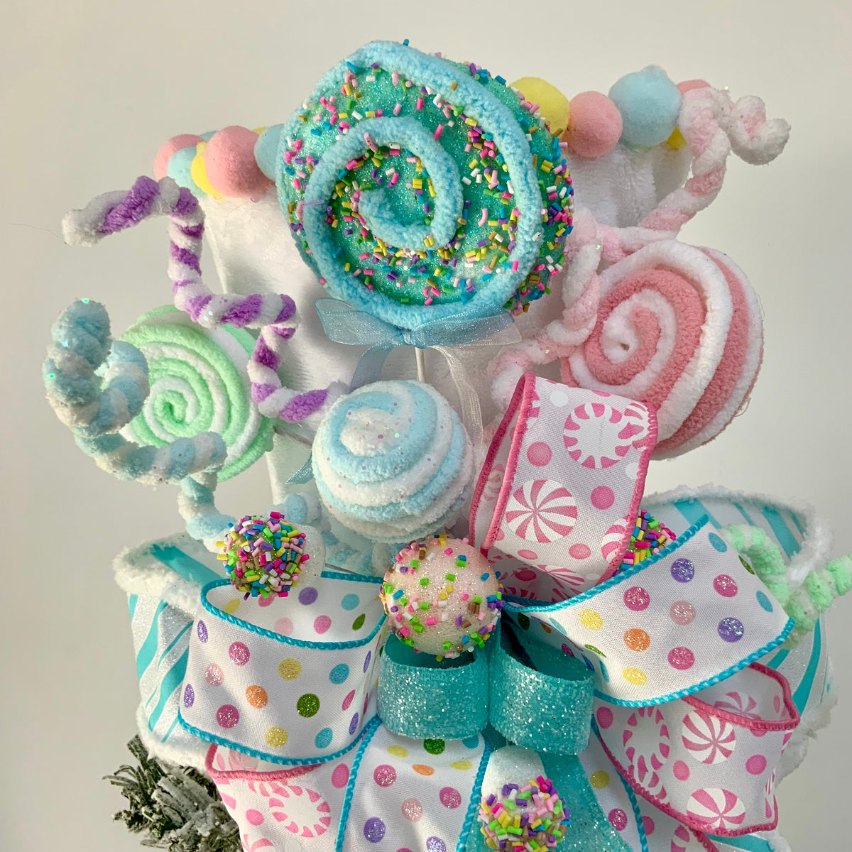 Candy Christmas Tree Topper Hat - Pastel Candy Land Tree Topper | Pink Sweet Treats Holiday Decor 2026