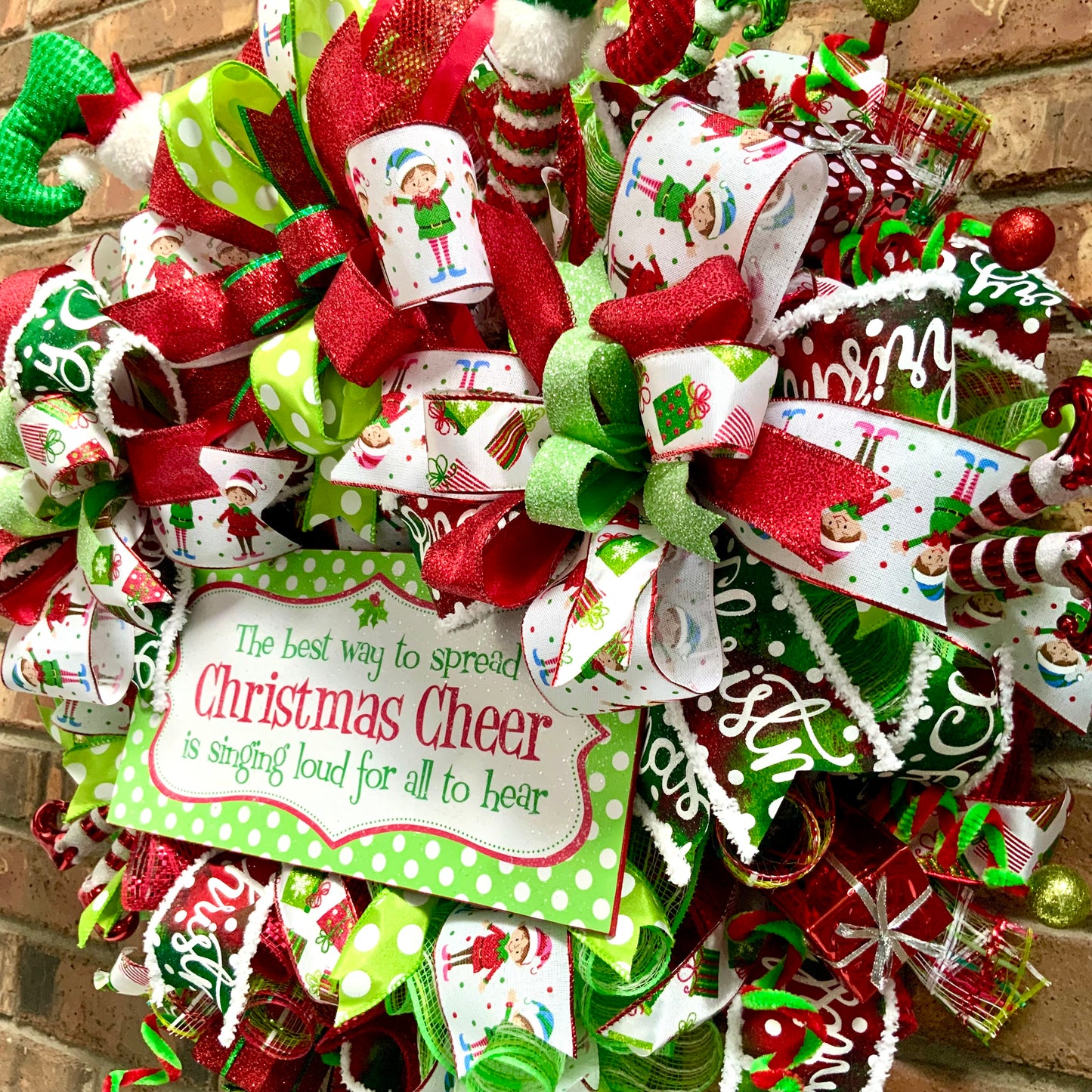 Elf Christmas Wreath, Elf Holiday Decor, Christmas Wreath, Christmas Door Hanger, Elf Christmas Decor, Christmas Jingle Wreath, Elf Decor 2024