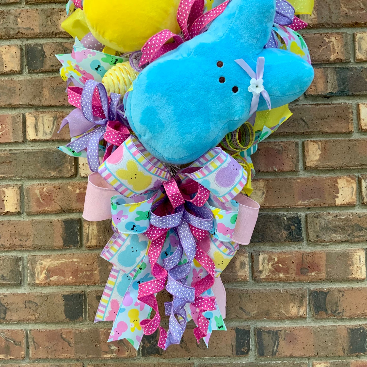 Easter Peeps Swag - Bunny Cookie Door Hanger | Pink Yellow Blue Plush Peeps Spring Decor 2026