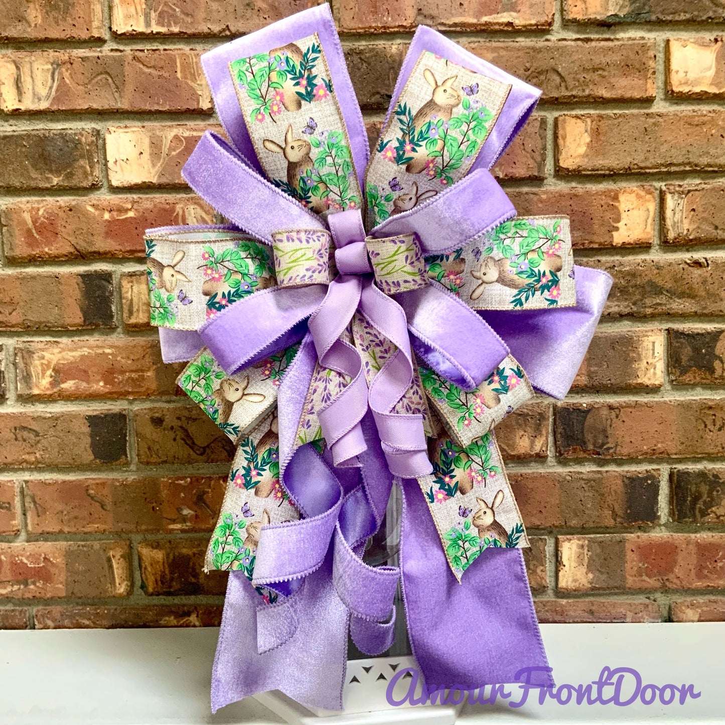 Easter Bow - Pastel Spring Bunny & Egg Lantern Bow | Baby Blue Yellow Purple Wreath Mailbox Sconce Decor 2026