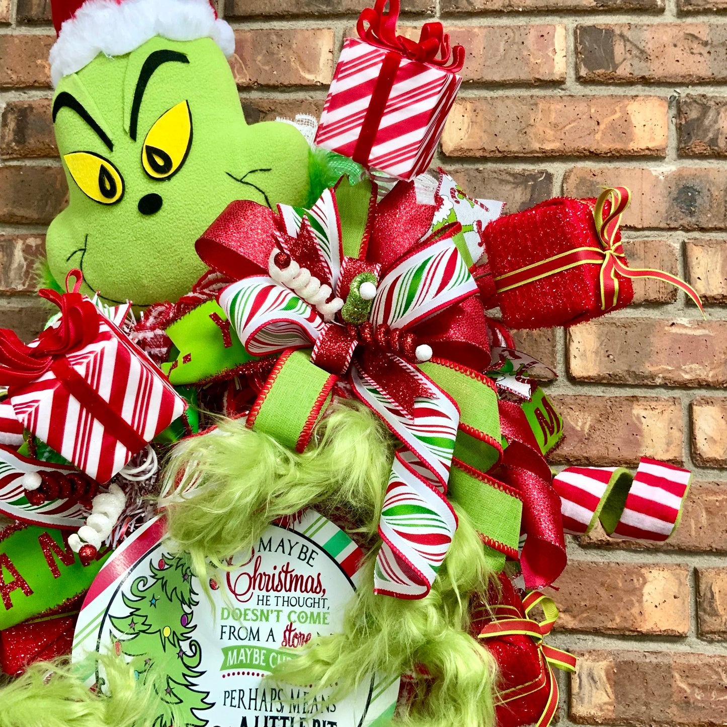 Grinch Swag, Large Grinch Door Hanger, Christmas Grinch Wreath, Custom Order