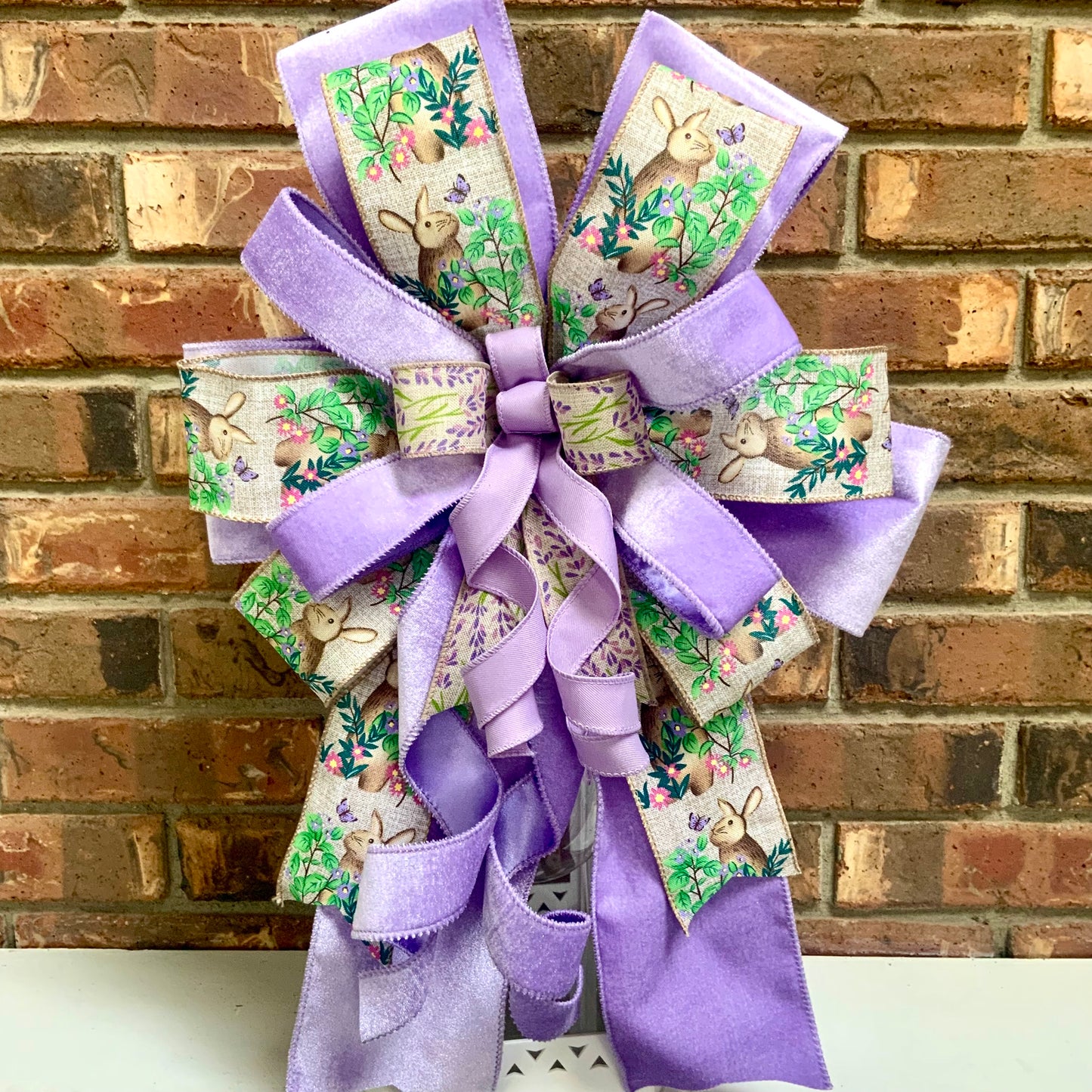 Easter Bow - Pastel Spring Bunny & Egg Lantern Bow | Baby Blue Yellow Purple Wreath Mailbox Sconce Decor 2026