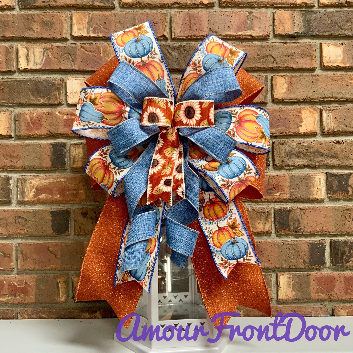 Fall Bow,  Pumpkin Bow, Fall Bow For Lantern, Fall Decor, Fall Bow For Wreaths, Sconce Bow, 2024