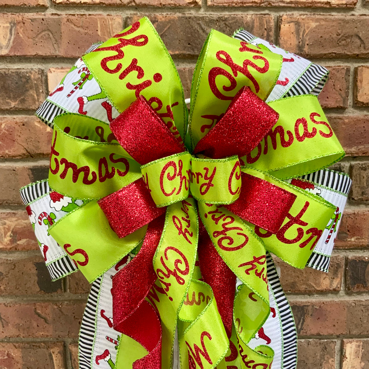 Grinch Bow For Wreath, Christmas Grinch Bow, Grinch Mailbox Bow, Grinch Lantern Bow, Christmas Sconce Bow, Grinch Decor 2026