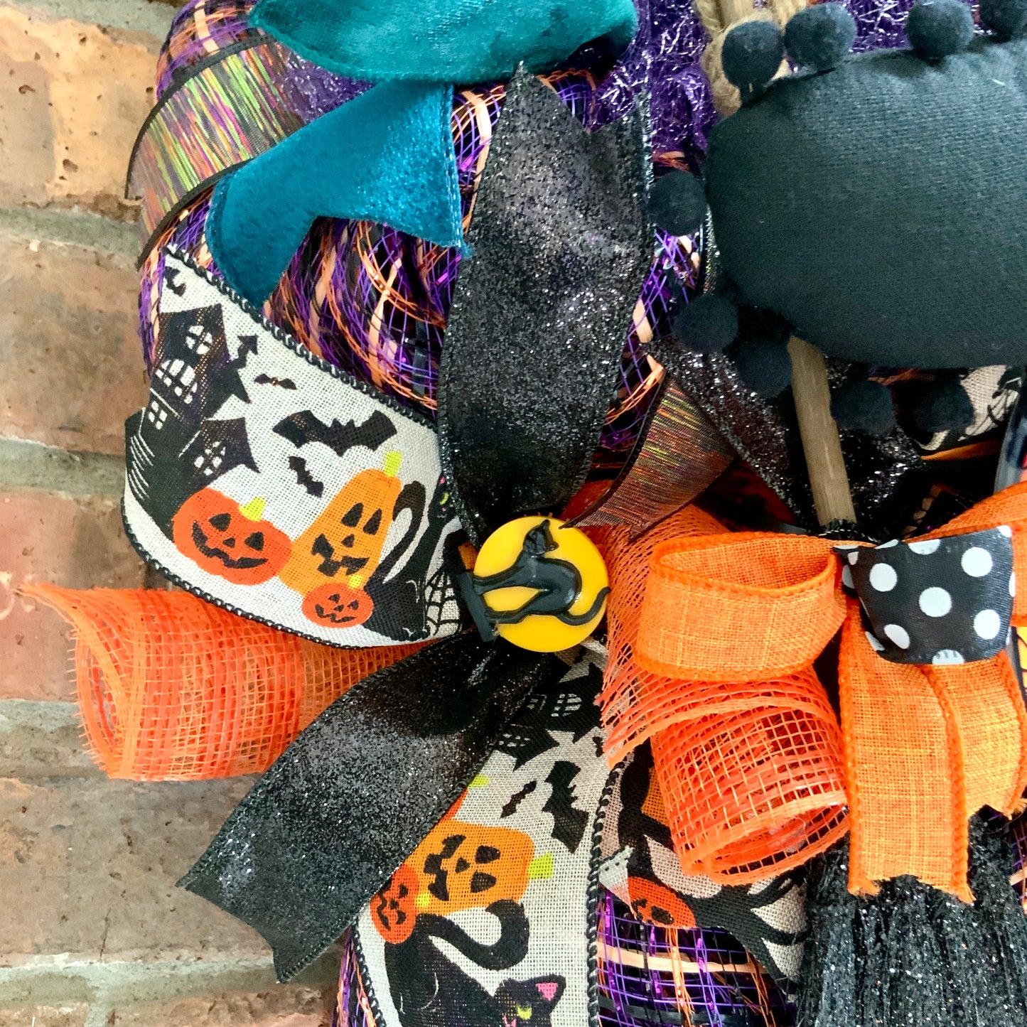 Witch Cat Wreath, Halloween Cat Door Hanger, Halloween Cat Wreath, Witch Cat Decor, Cat Wreath For Halloween