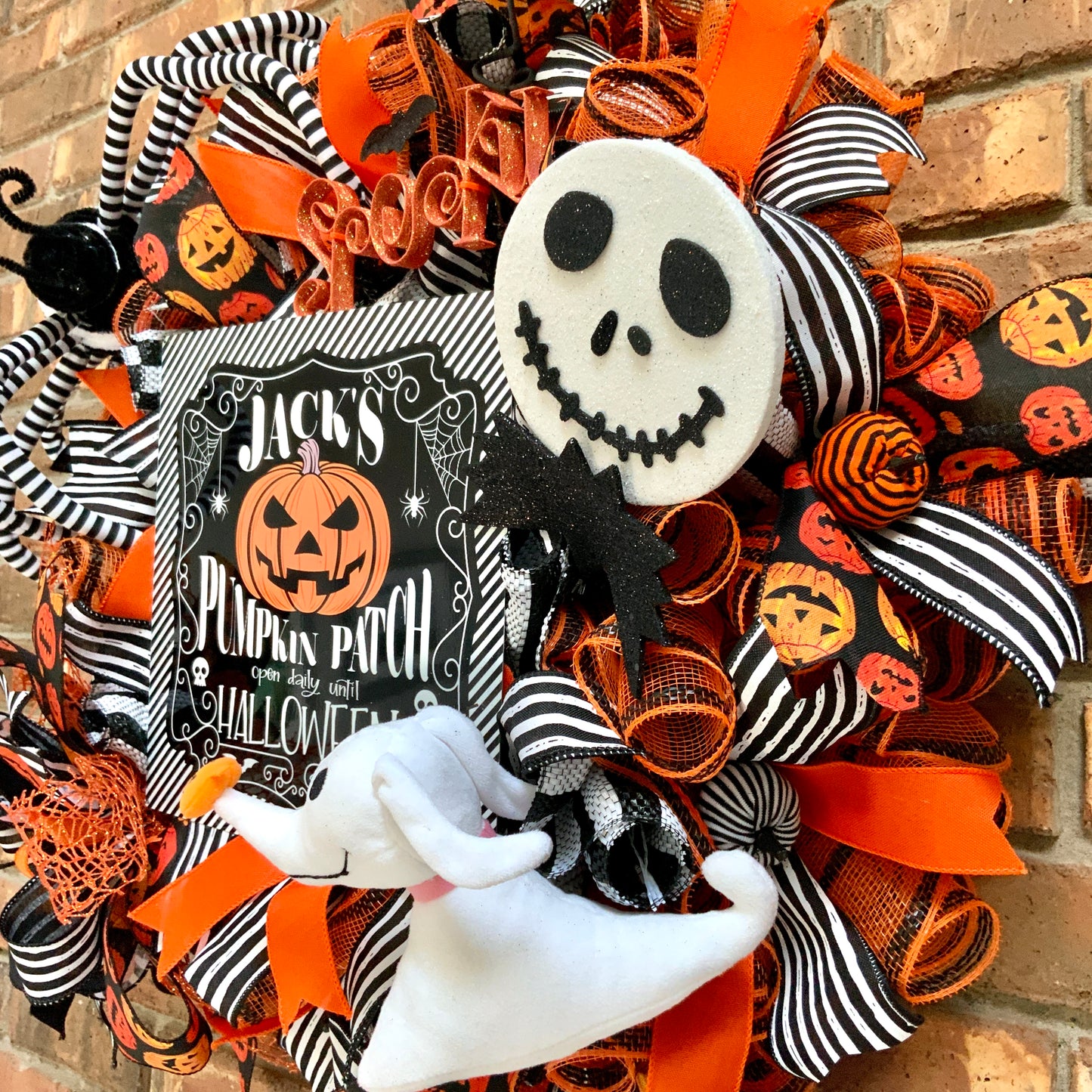 Jack Skellington Wreath, Halloween Welcome Wreath, Happy Halloween Decor, Halloween Jack Skellington Door Hanger