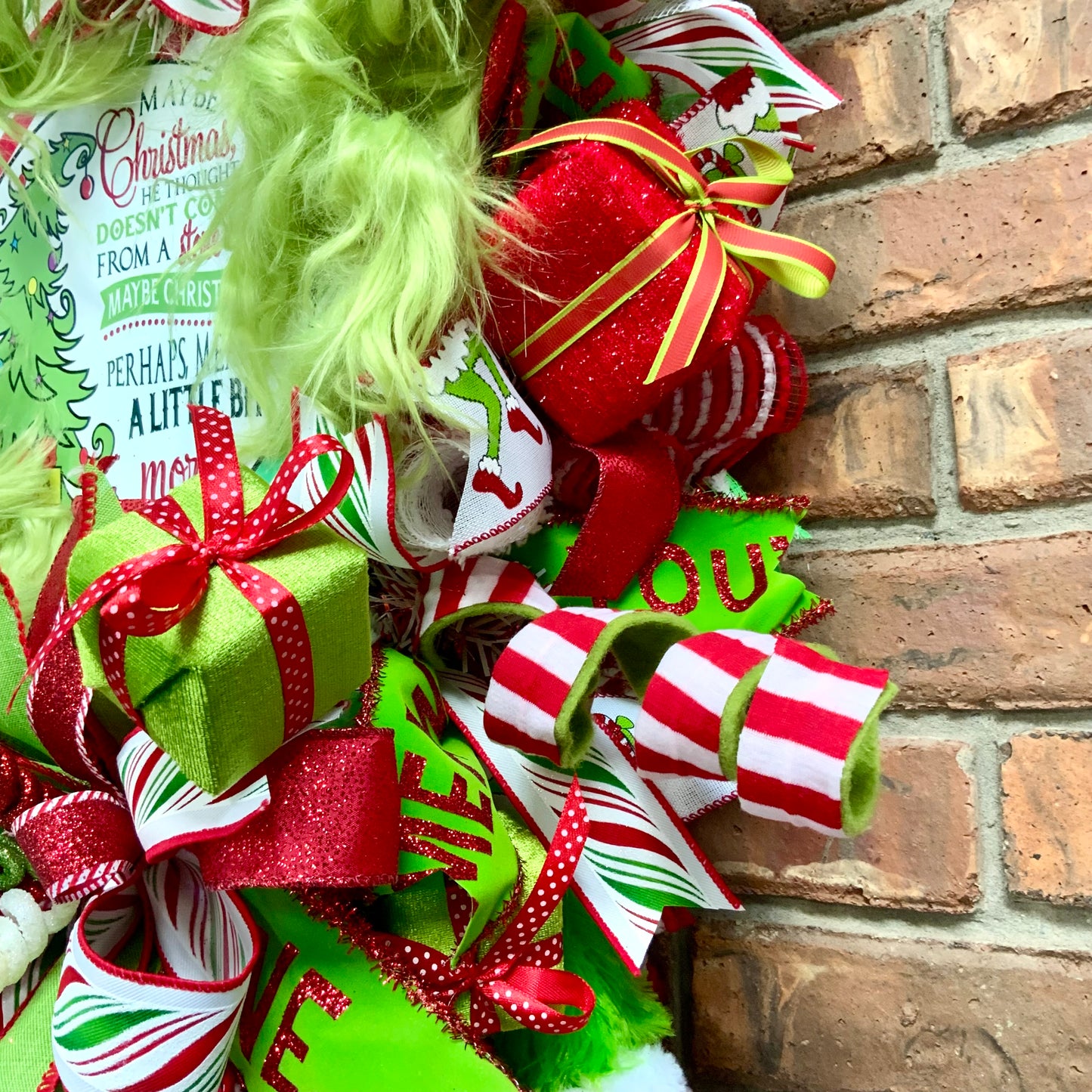 Grinch Swag, Large Grinch Door Hanger, Christmas Grinch Wreath, Custom Order