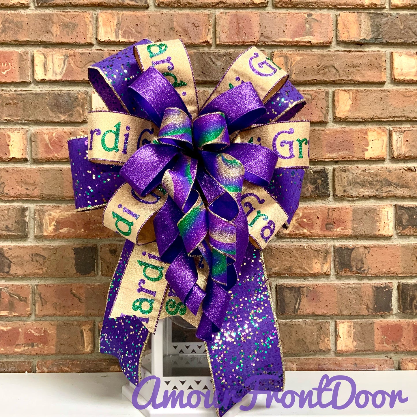 Mardi Gras Bow, Mardi Gras Decor, Mardi Gras Lantern Bow, Mardi Gras Mailbox Bow, Mardi Gras Wreath Bow, Mardi Gras Sconce Bow, 2025