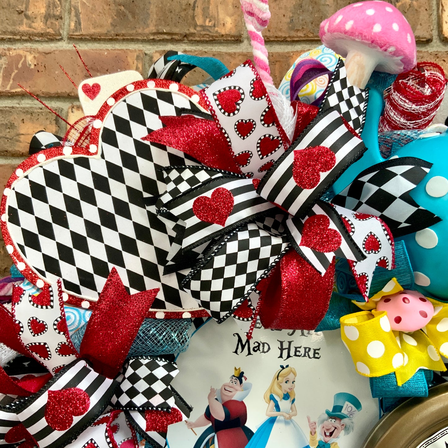 Alice In Wonderland Wreath, Cheshire Cat Wreath, We Are All Mad Here, Mad Hatter Wreath, Cheshire Cat Decor, Alice In Wonderland Decor, Queen Of Hearts Decor
