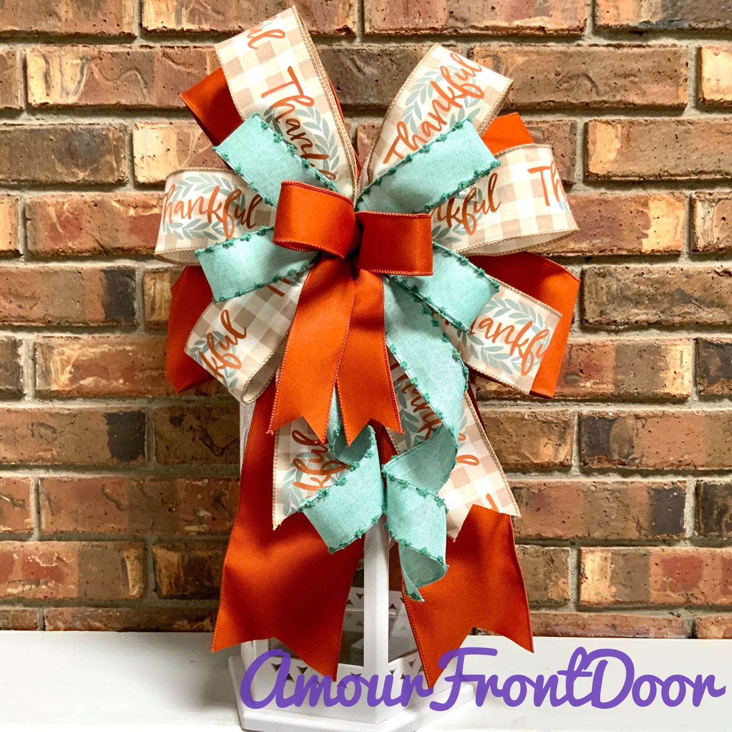 Fall Bow,  Pumpkin Bow, Fall Bow For Lantern, Fall Decor, Fall Bow For Wreaths, Sconce Bow