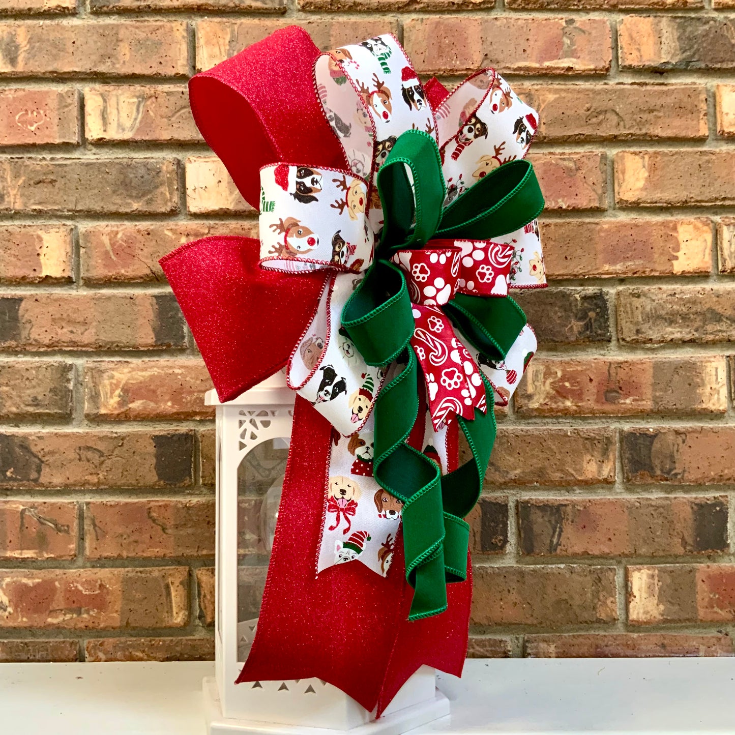 Dog Christmas Bow, Dog Christmas Decor, Christmas Bow, Holiday Lantern Bow, Christmas Mailbox Bow, Dog Decor, 2024