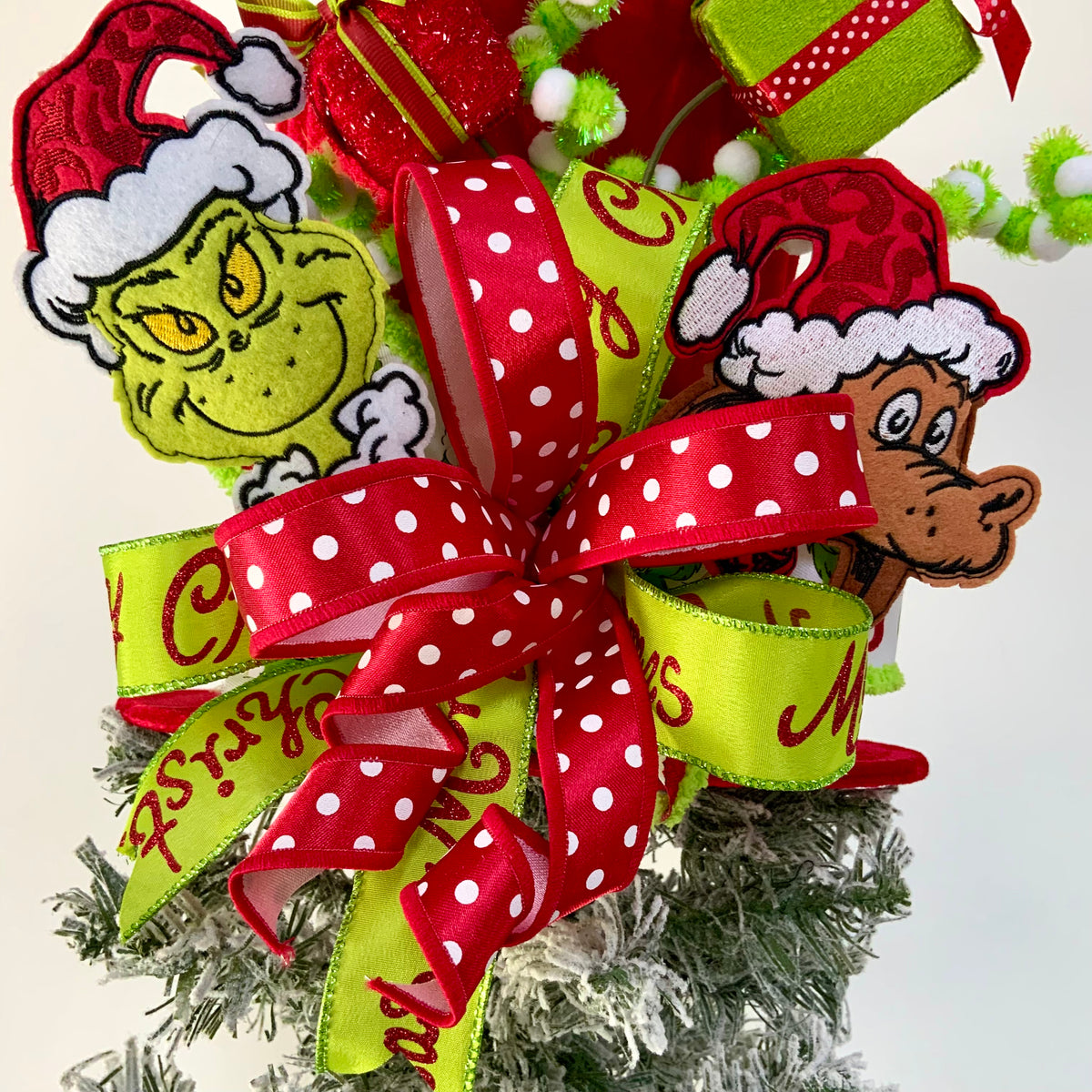 Grinch Christmas Tree Topper Hat - Merry Christmas Tree Topper | Red Green Grinch Decor 2026