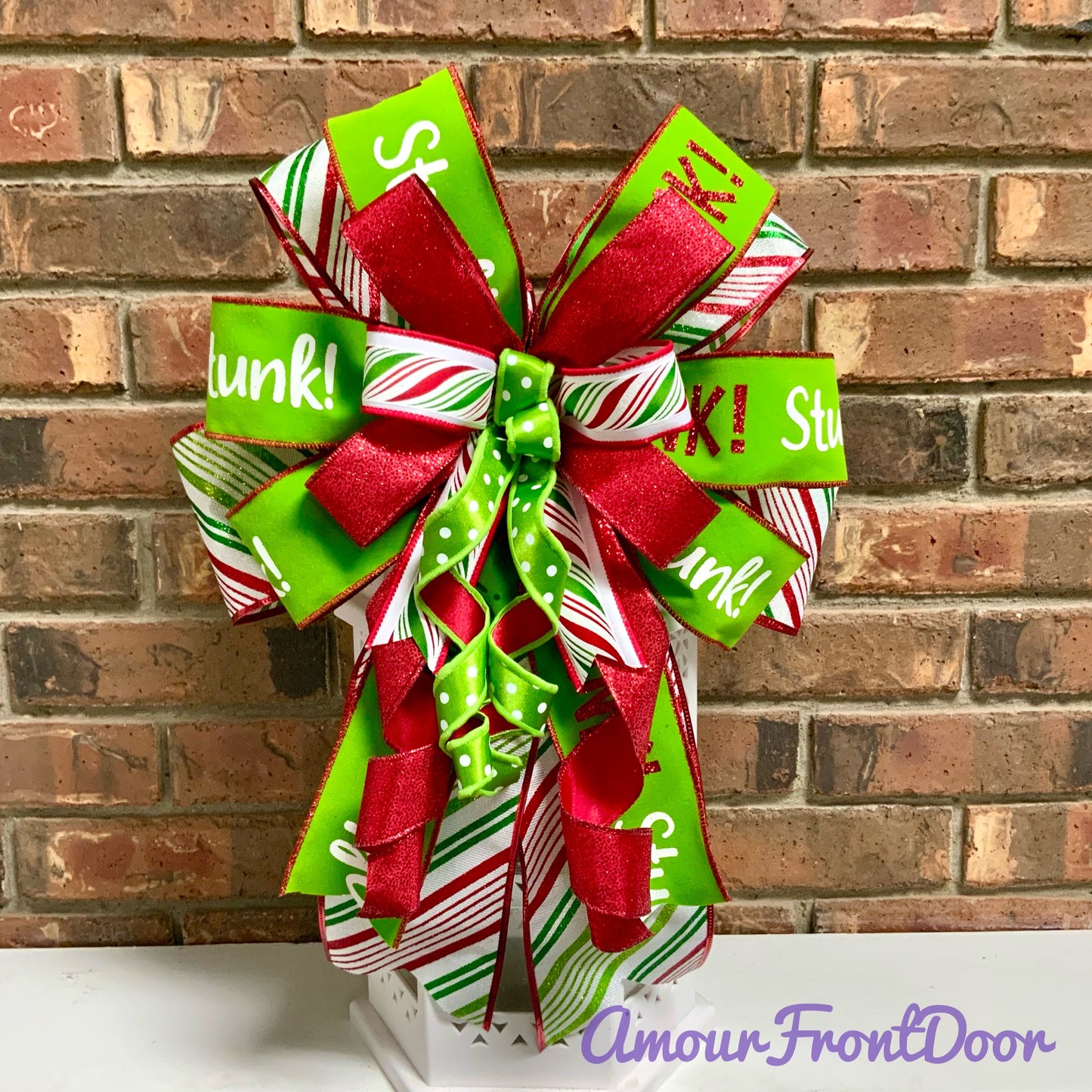 Christmas Bow for Lanterns, Grinch Bow, Christmas Mailbox Decor, Grinch Decor, Christmas Sconce Bow, Christmas Bow For Wreaths, 2025