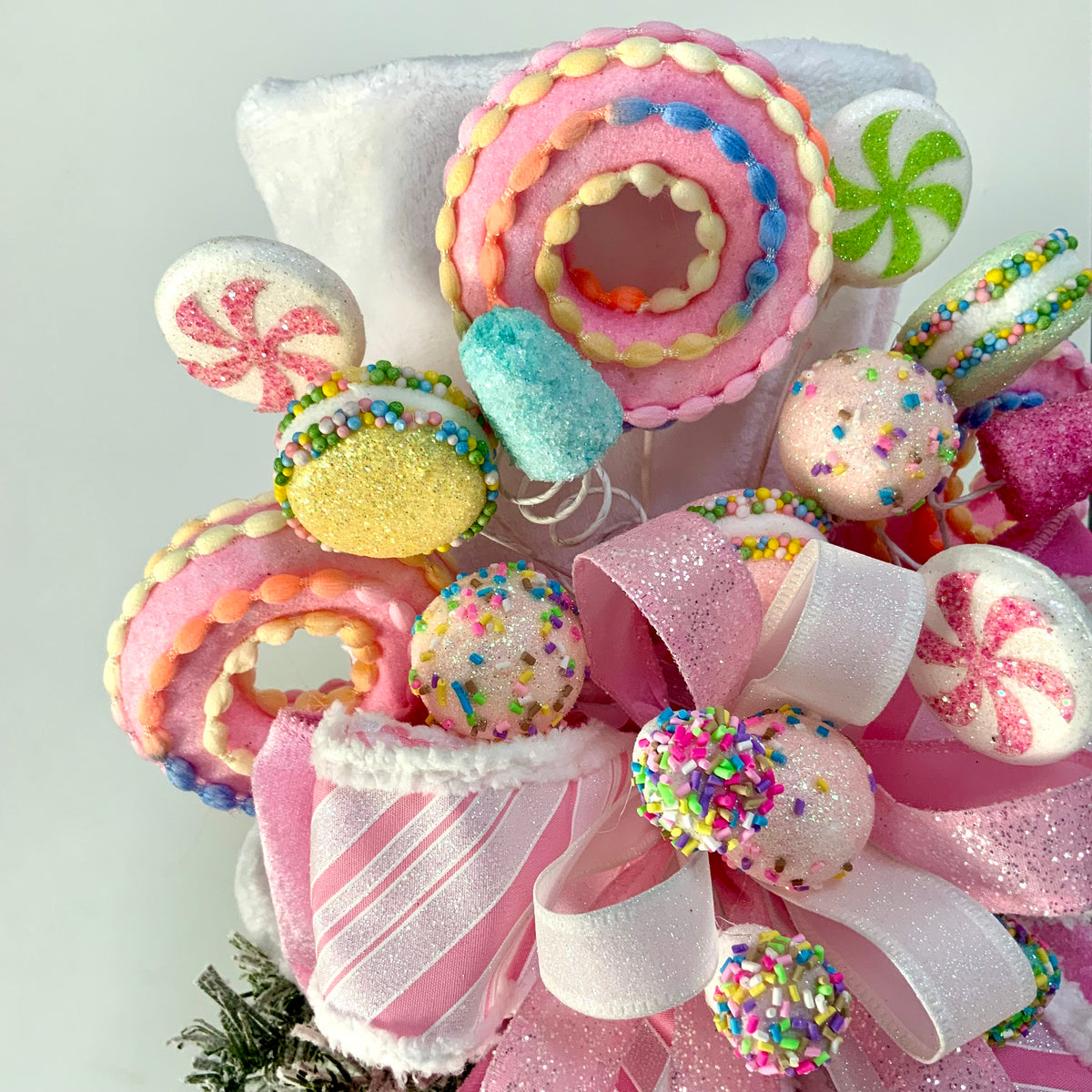 Candy Christmas Tree Topper Hat - Pastel Candy Land Tree Topper | Pink Sweet Treats Holiday Decor 2026