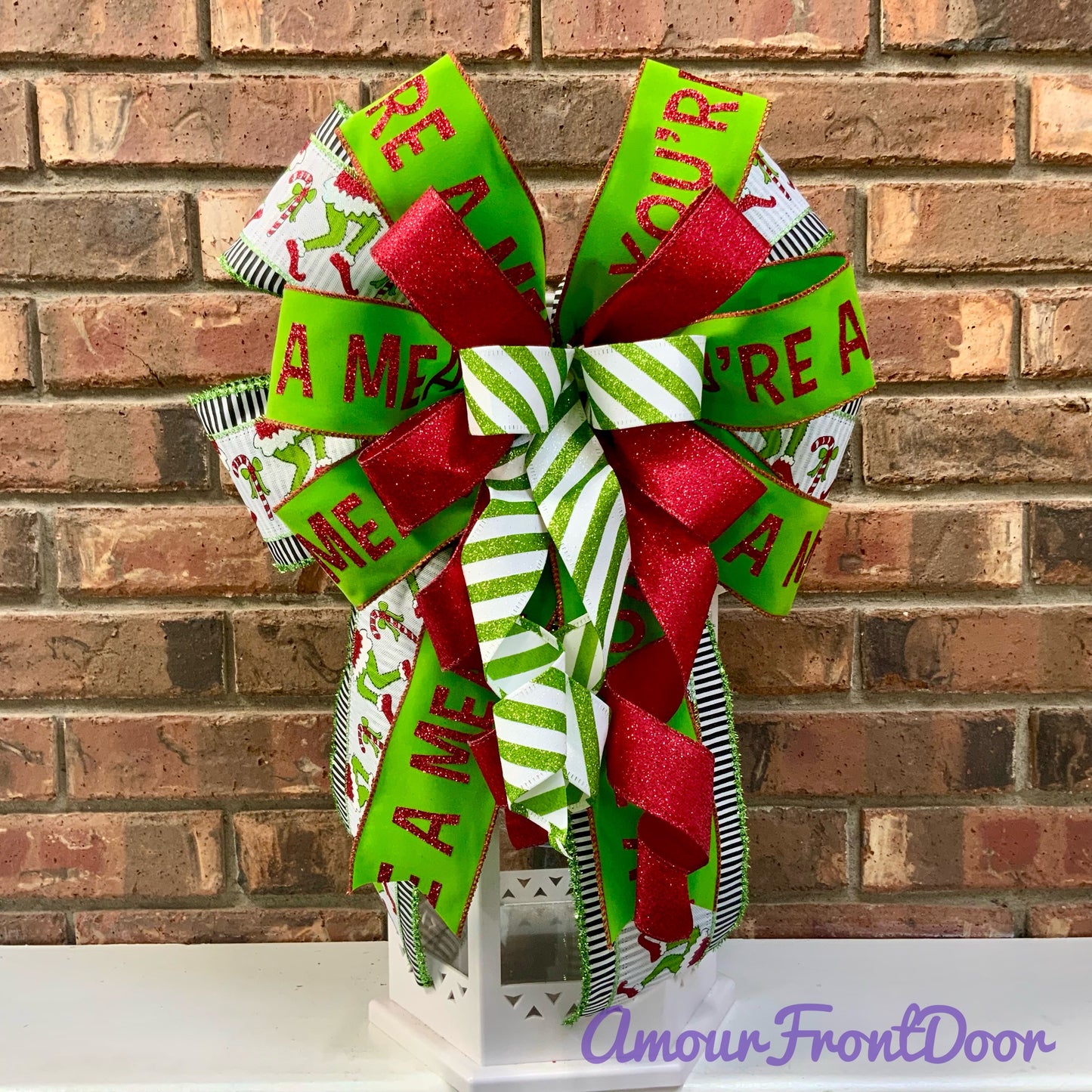Christmas Bow for Lanterns, Grinch Bow, Christmas Mailbox Decor, Grinch Decor, Christmas Sconce Bow, Christmas Bow For Wreaths, 2025