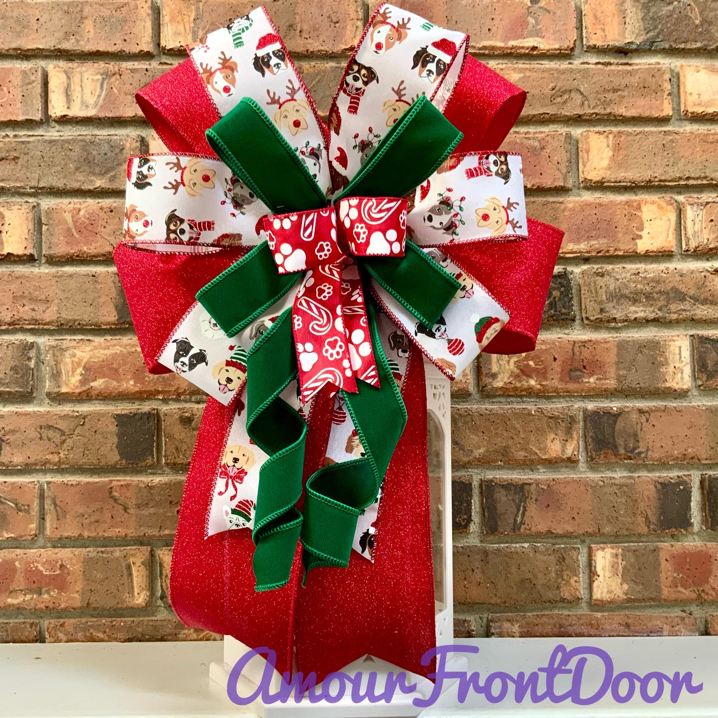 Dog Christmas Bow, Dog Christmas Decor, Christmas Bow, Holiday Lantern Bow, Christmas Mailbox Bow, Dog Decor, 2024