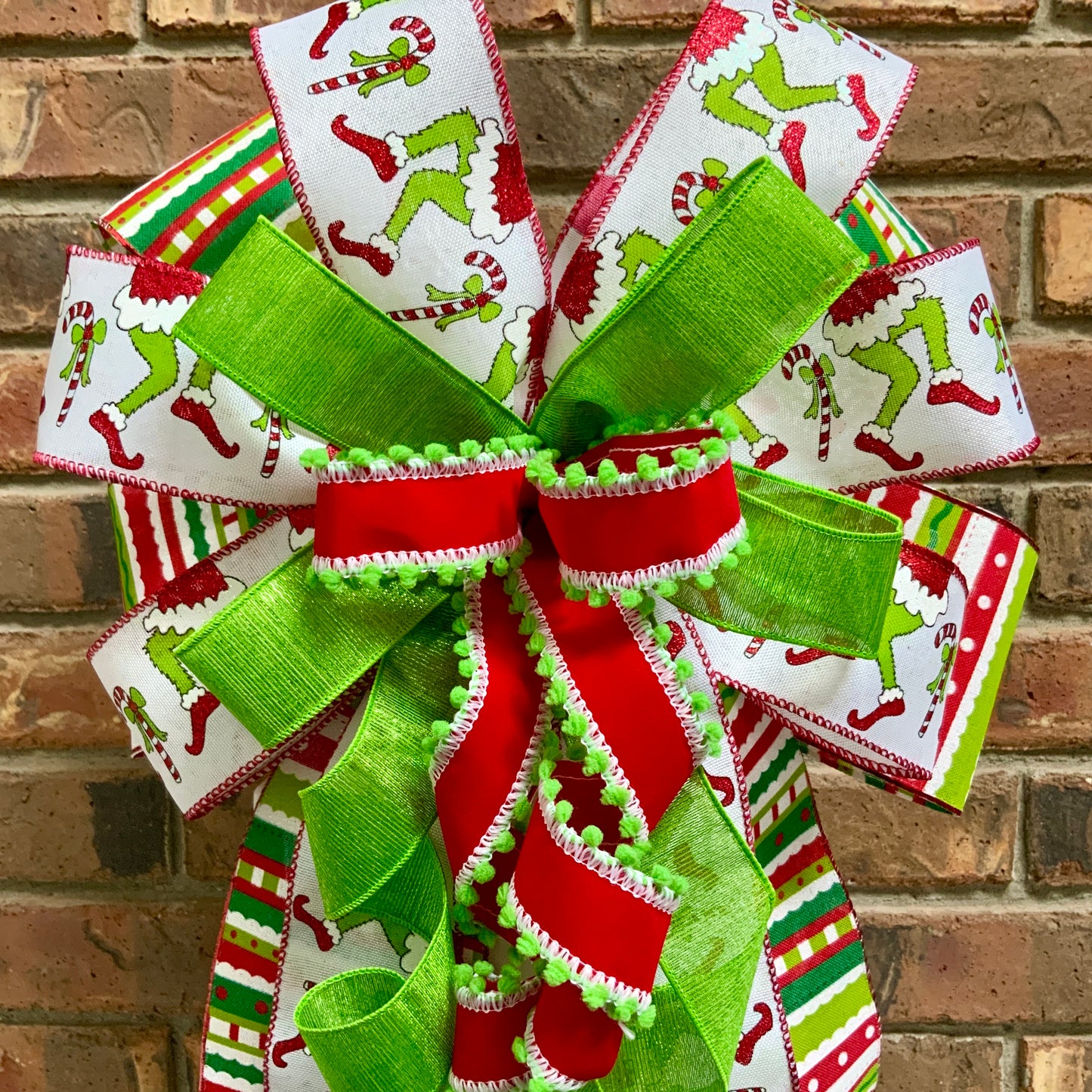 Christmas Bow for Lanterns, Grinch Bow, Christmas Mailbox Decor, Grinch Decor, Christmas Sconce Bow, Christmas Bow For Wreaths